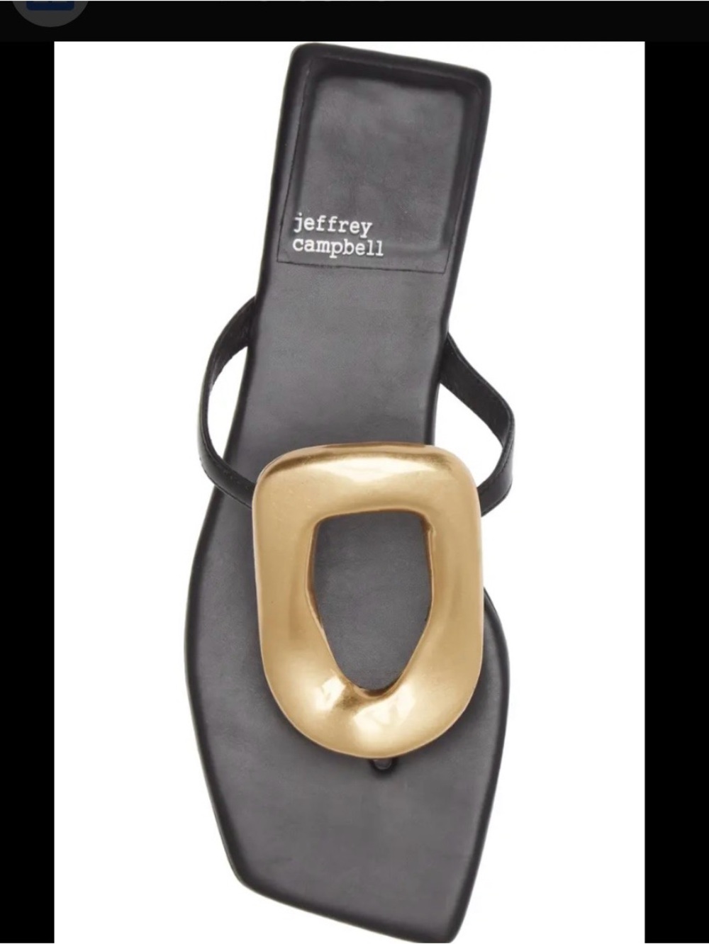Jeffrey Campbell Black Sandals with Sculptural Gold Buckles Linques